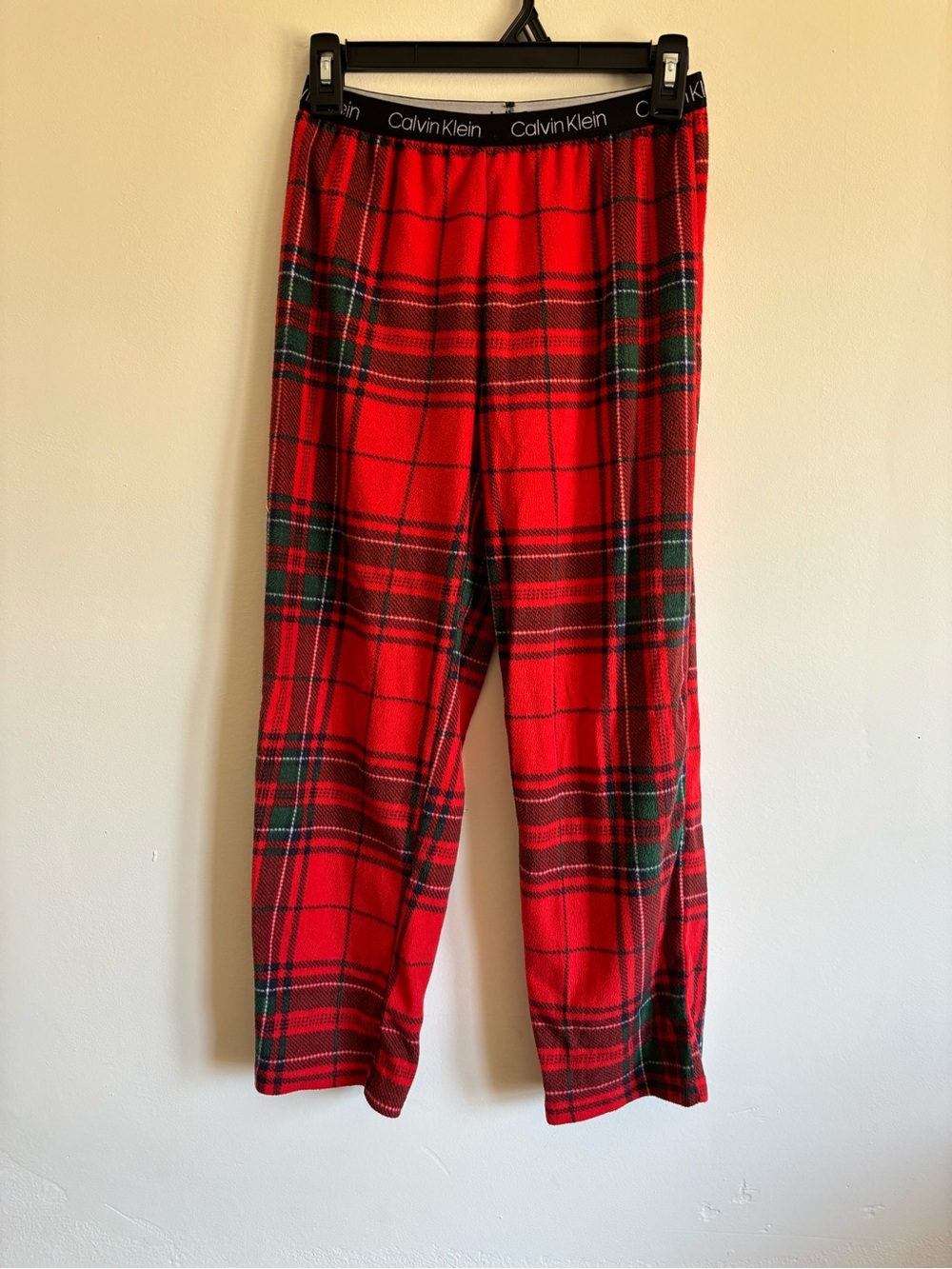 Calvin Klein Red and Green Plaid Kids Pajama Bottoms
